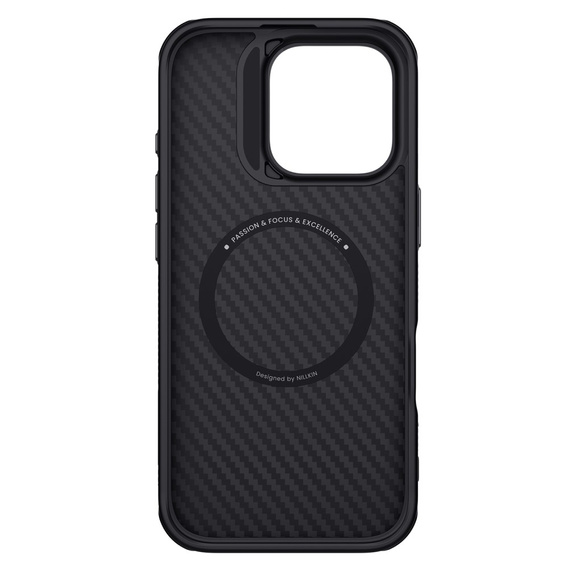 Pouzdro pro iPhone 16 Pro, pancéřované Nillkin, Carbon Fiber, pro Magsafe, zlaté