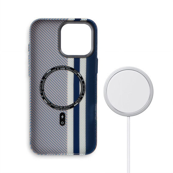 Pouzdro pro iPhone 16 Pro Max, Carbon Fiber MagSafe, modré