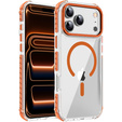 Pancéřové pouzdro MagSafe čiré s oranžovými boky pro iPhone 17 Pro Max