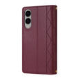 Pouzdro s klopou pro Samsung Galaxy S25 Edge, Rhombus Crossbody Leather, kaštanové