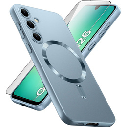 Pouzdro pro Samsung Galaxy A26, ColorMag, pro MagSafe, modré + tvrzené sklo 9H