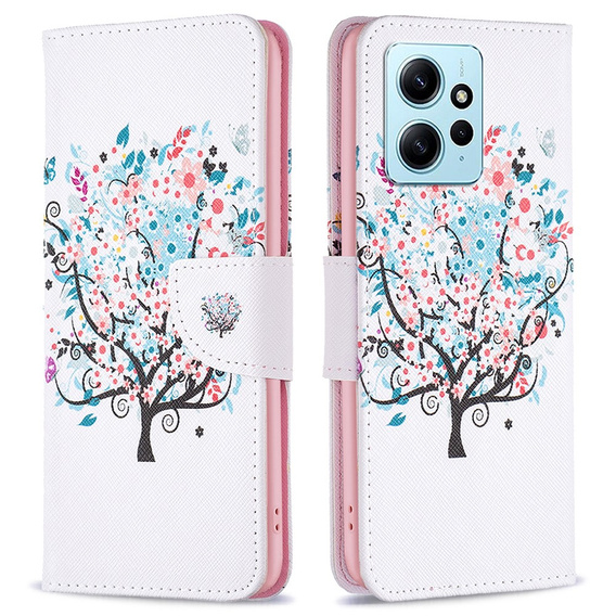 Klopové pouzdro pro Xiaomi Redmi Note 12 4G, Wallet, colorful tree , bílé
