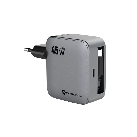 Síťová nabíječka GaN s kabelem USB-C 45 W Forcell F-Energy