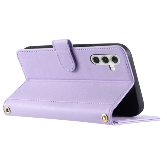 Pouzdro s klopou pro Samsung Galaxy S25, Rhombus Crossbody Leather, fialové