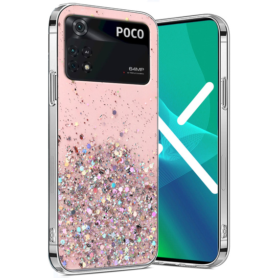 Pouzdro pro Xiaomi Poco M4 Pro 4G, Glittery, růžové