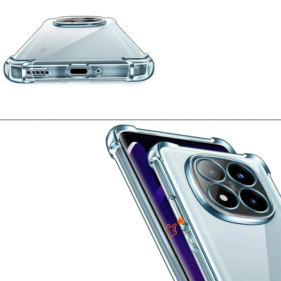 Pouzdro pro Xiaomi Redmi Note 14 Pro+ 5G, Erbord Dropproof, průhledné + sklo
