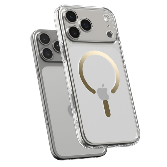 Spigen pouzdro pro iPhone 17 Pro, Ultra Hybrid MagSafe, čiré / zlaté