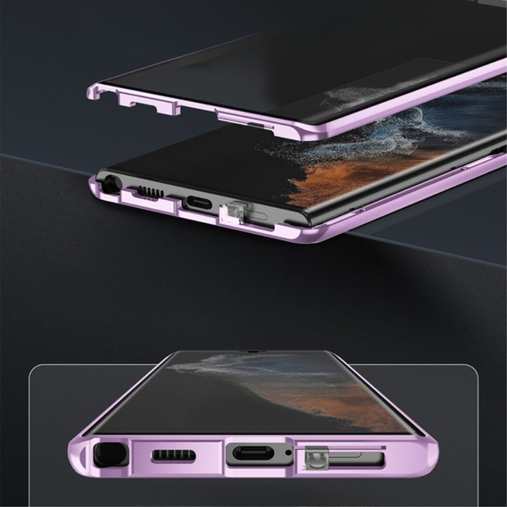 Pouzdro pro Samsung Galaxy S21 Ultra, Magnetic Dual Glass, fialové