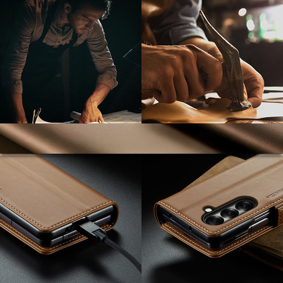 CASEME Litchi Peněženkové flipové pouzdro pro Samsung Galaxy Z Fold7 5G
