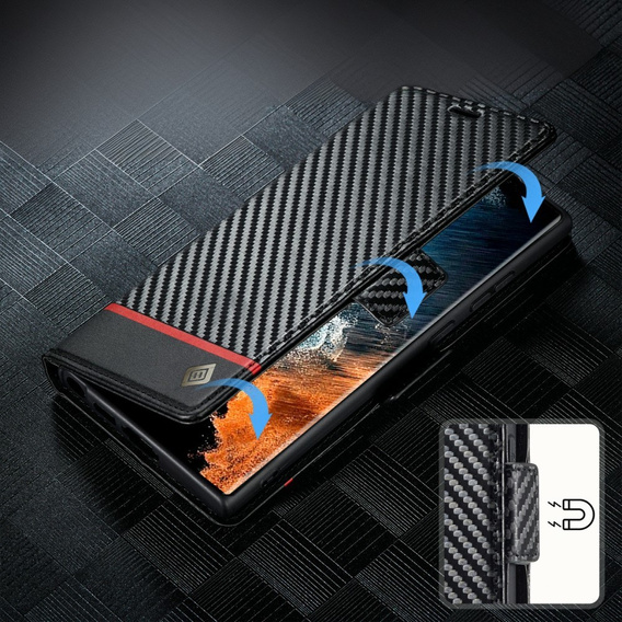 Flipové pouzdro pro Samsung Galaxy S25 Ultra, Carbon LC.IMEEKE, černé