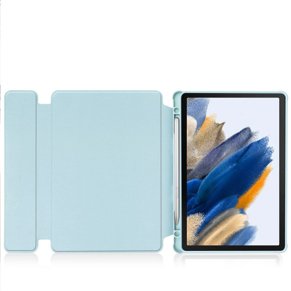 Pouzdro s klávesnicí pro Samsung Galaxy Tab A9+, Rotary 360° Leather, světle modré
