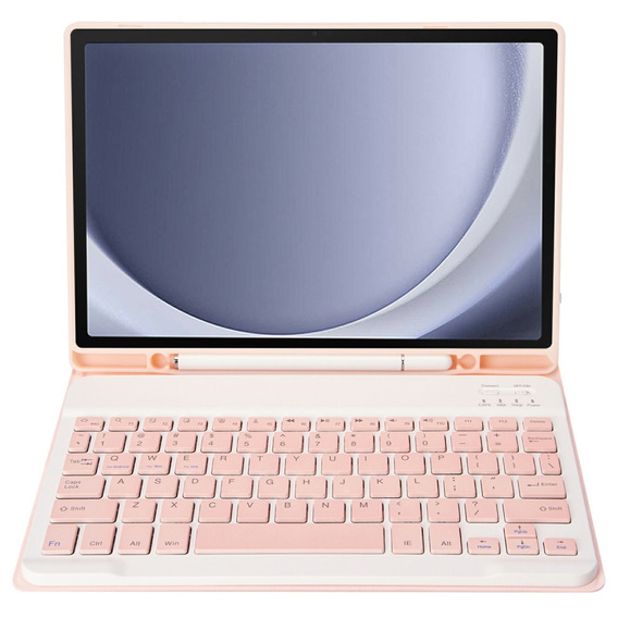 Pouzdro + klávesnice Samsung Galaxy Tab A9+, Leather Pen Slot, růžové rose gold