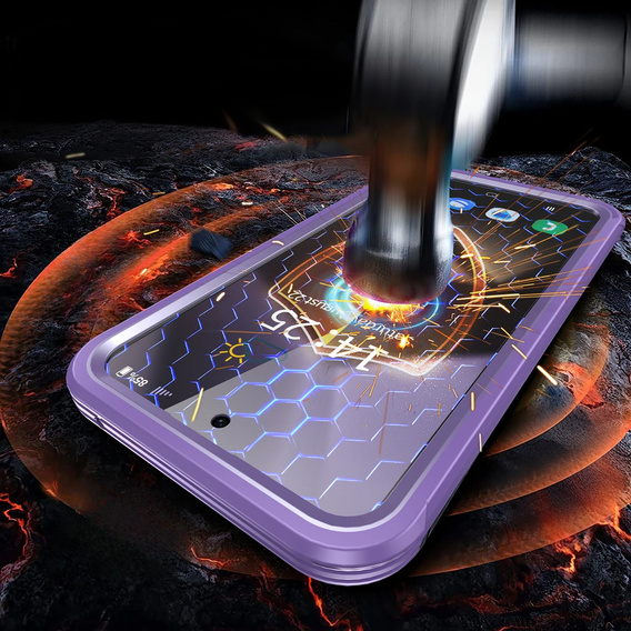 Pouzdro pro Samsung Galaxy S25+ Plus, Shockproof, se sklem, pro MagSafe, fialové