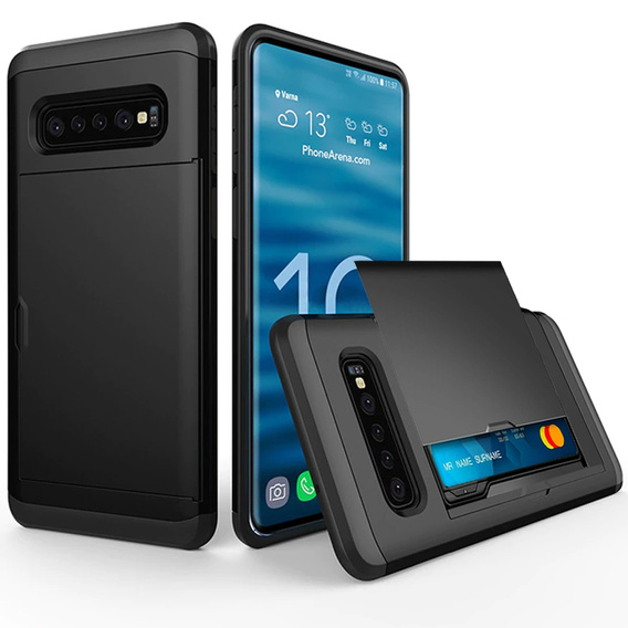 Pouzdro pro Samsung Galaxy S10, Sliding Card Holder, černé