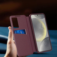 Flipové pouzdro pro Samsung Galaxy S25, Smart View Wallet, kaštanové