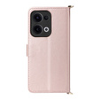 Flipové pouzdro pro Oppo Reno 13 5G, Crossbody Leather Wallet, růžové