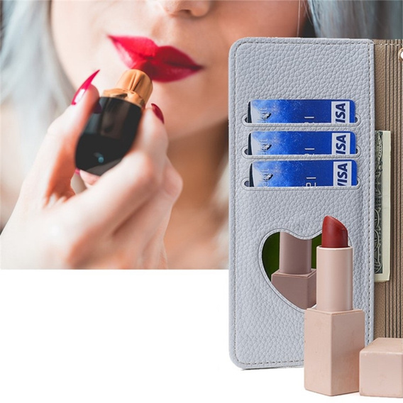 Flipové pouzdro Wallet Zipper Pocket pro Oppo A58 4G, Wallet Zipper Pocket, se zrcátkem, modré