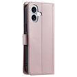 Pouzdro s klopou pro iPhone 16, Rhombus Crossbody Leather, růžové rose gold