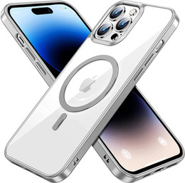 Pouzdro pro iPhone 14 Pro, ERBORD Hybrid MagSafe Case, stříbrné