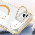 Pouzdro pro iPhone Air, pro MagSafe, se stojánkem, průhledné se zlatými vložkami