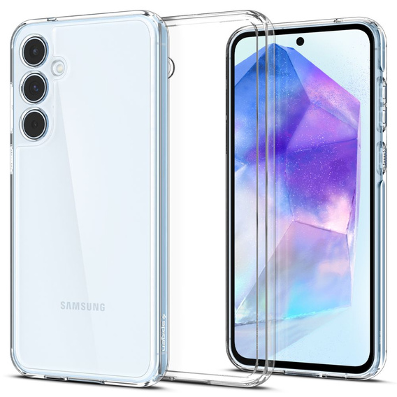 Pouzdro Spigen pro Samsung Galaxy A55 5G, Ultra Hybrid, průhledné + 9H tvrzené sklo