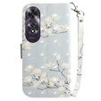 Klopové pouzdro pro Oppo A60, Wallet, Magnolia Flowers šedé