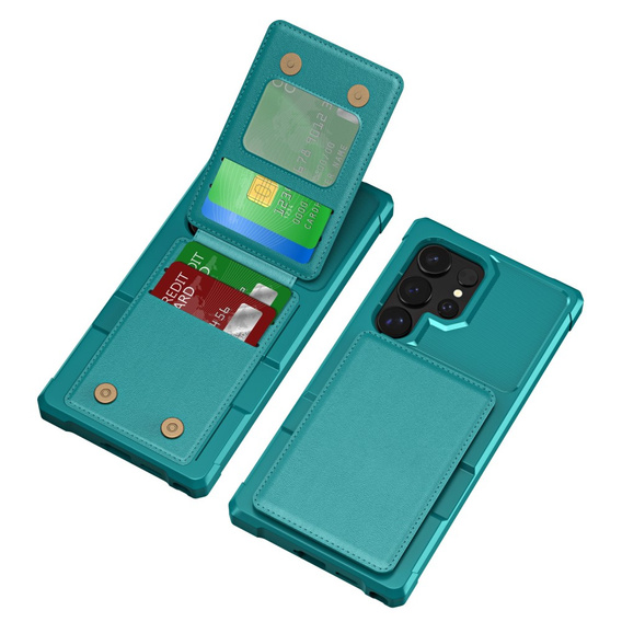Pouzdro pro Samsung Galaxy S25 Ultra, Card Holder Kickstand, zelené