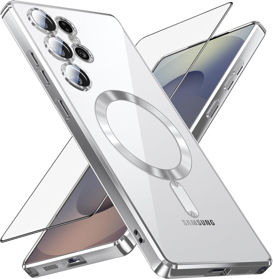 Pouzdro pro Samsung Galaxy S25 Ultra, Electro MagSafe, stříbrné + sklo na displej