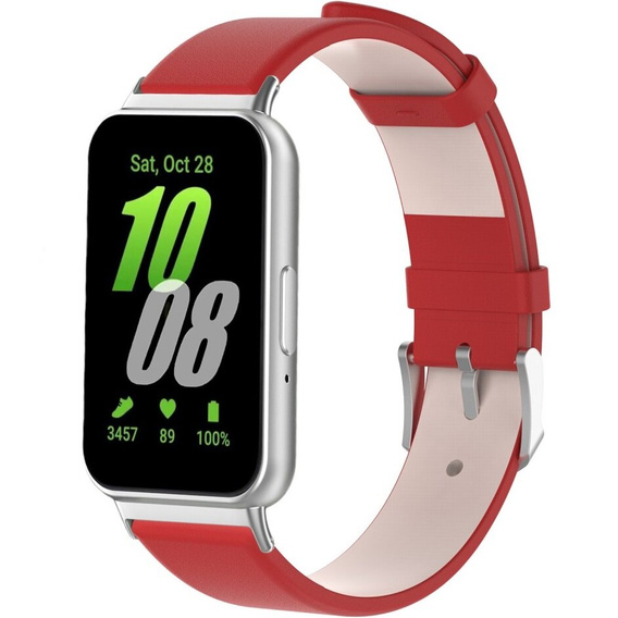 Kožený řemínek pro Samsung Galaxy Fit 3, červený