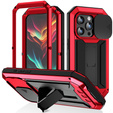 Pouzdro pro iPhone 15 Pro Max, R-JUST CamShield Slide, pancéřované, červené / černé