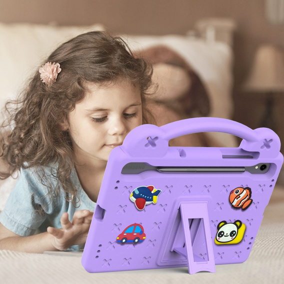 Dětské pouzdro pro Samsung Galaxy Tab S7/S8/S9, Cute Patterns, se stojánkem, fialové