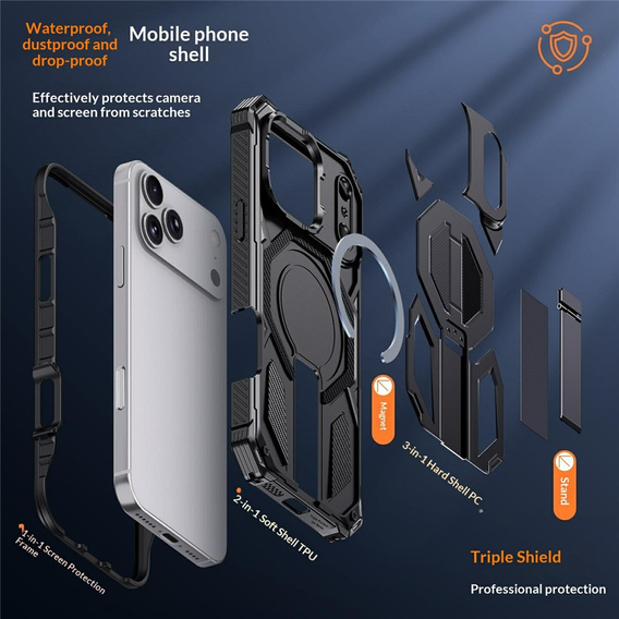 Ochranné pouzdro s podstavcem kompatibilní s MagSafe pro iPhone 17 Pro