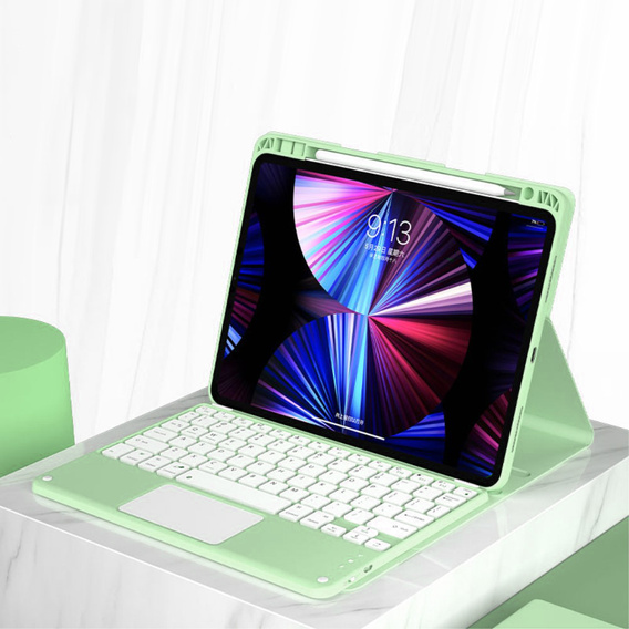 Pouzdro + klávesnice iPad Air 10.9 4 2020 / 5 2022, Touchpad, zelené
