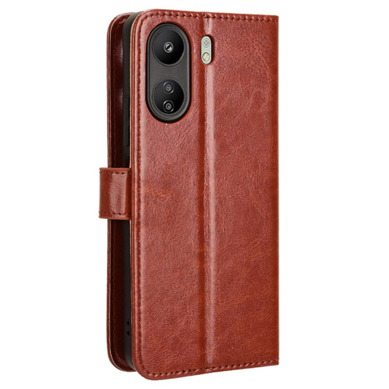 Klopové pouzdro pro Xiaomi Redmi 13C / Poco C65, Crazy Horse Wallet, hnědé