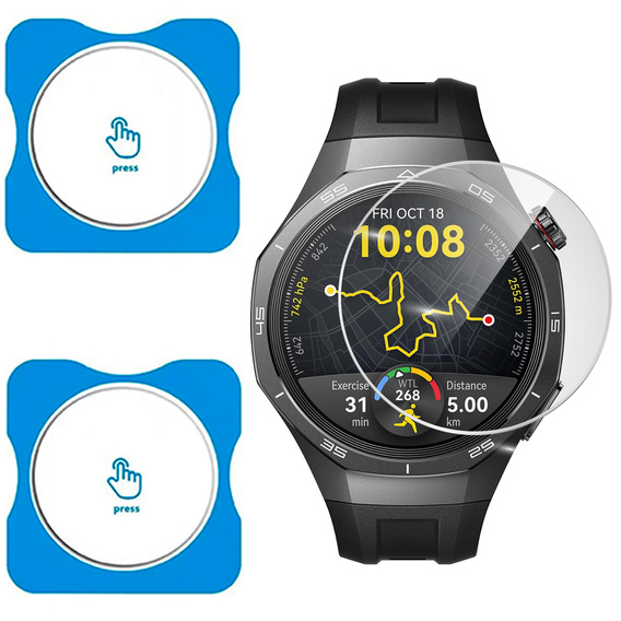 2x Tvrzené sklo ERBORD pro Huawei Watch GT 5 Pro 46mm, s montážním rámečkem