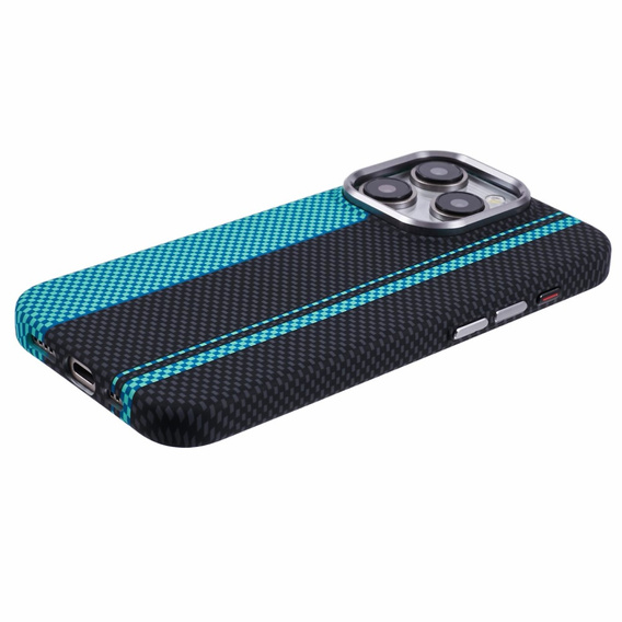 Pouzdro pro iPhone 13 Pro Max, Carbon Fiber MagSafe, černá / modrá