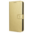 Klopové pouzdro pro Motorola Moto E14, Crazy Horse Wallet, zlaté
