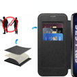 Klopové pouzdro pro Samsung Galaxy S25, RFID Rhombus Wallet MagSafe CamShield, černé