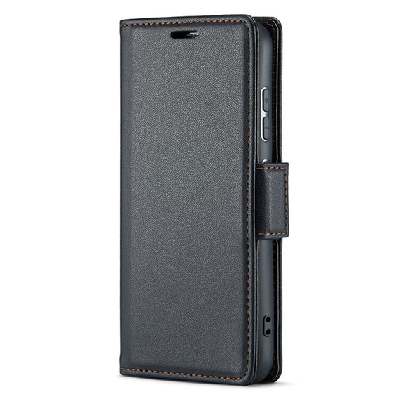 Pouzdro pro Xiaomi Redmi Note 13 5G, ERBORD Glossy Litchi, flipová peněženka, černé