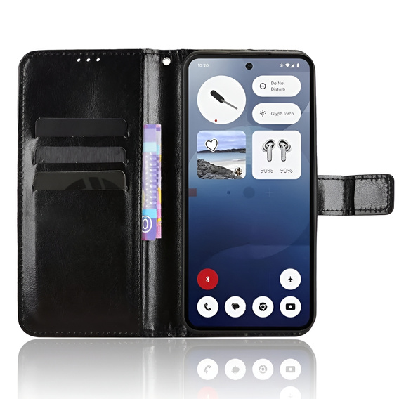 Klopové pouzdro pro Nothing Phone 3 5G, Crazy Horse Wallet, černé
