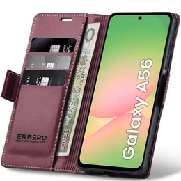 Pouzdro pro Samsung Galaxy A56, ERBORD Glossy Litchi, flipová peněženka, červené