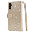 Klopové pouzdro pro Samsung Galaxy A56 5G, Wallet Zipper Pocket Glittery, zlaté
