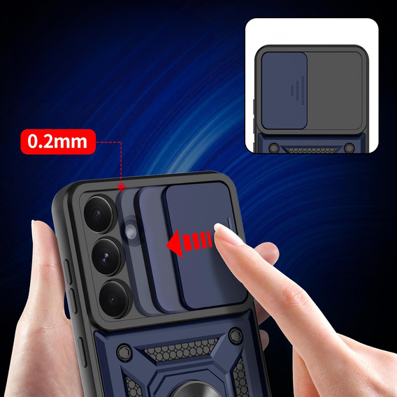 Pancéřové pouzdro pro Samsung Galaxy A56, CamShield Slide, modré + tvrzené sklo 9H