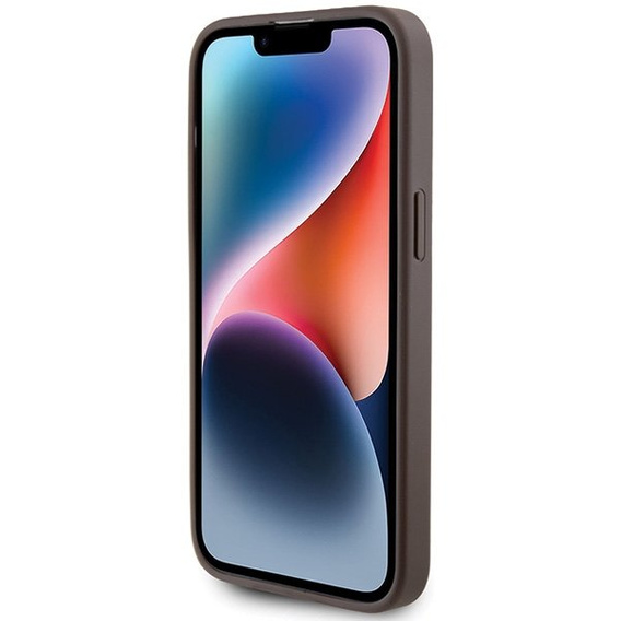 Pouzdro GUESS pro iPhone 15 Pro Max 4G Metal Gold Logo, hnědé