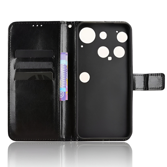 Klopové pouzdro pro Nothing Phone 3 5G, Crazy Horse Wallet, černé