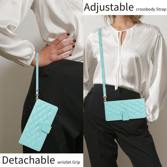 Pouzdro s klopou Rhombus Crossbody Leather pro Motorola Edge 70