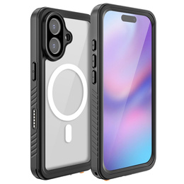 Redpepper pouzdro pro iPhone 17, vodotěsné IP68, pro MagSafe, průhledné s černými boky