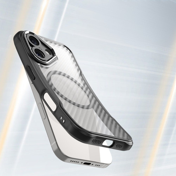 Pouzdro pro iPhone 16, Fusion Hybrid Carbon, pro MagSafe, černé