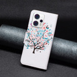 Klopové pouzdro pro Motorola Moto G53 5G / G23 / G13, Wallet, colorful tree, bílé