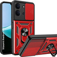 Pancéřové pouzdro pro Xiaomi Redmi 15C 4G/LTE, s ochranou fotoaparátu, se stojánkem, červené